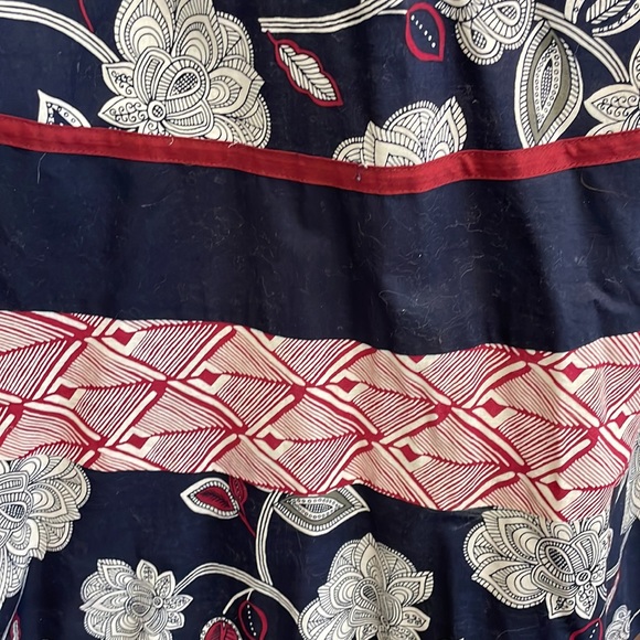 BCBG Floral Halter Dress. Mid-length. A-line. Navy, Wine, Brown. Size 2. - Picture 2 of 4